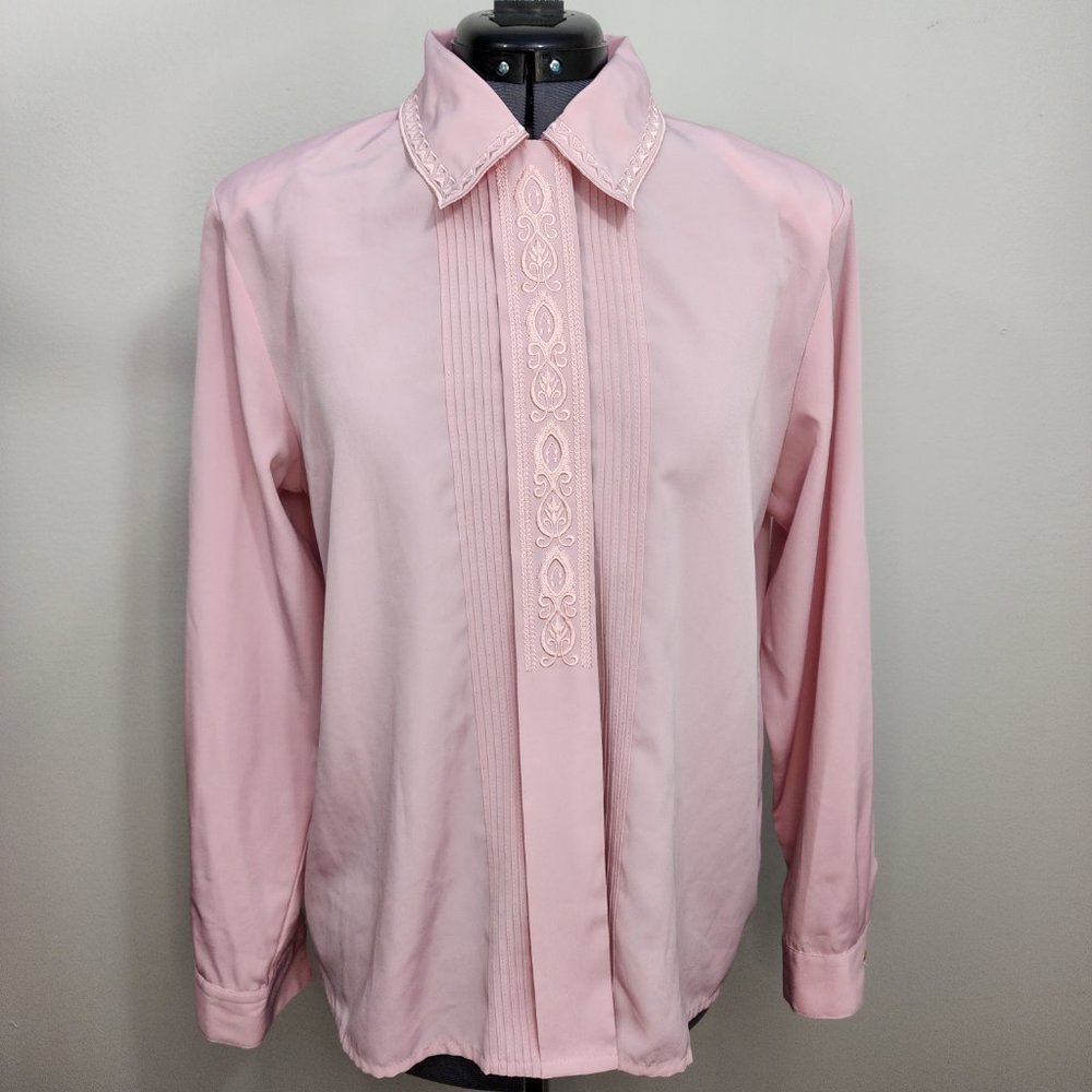 Claudia Richards Pink Embroidered  Long Sleeve Blouse